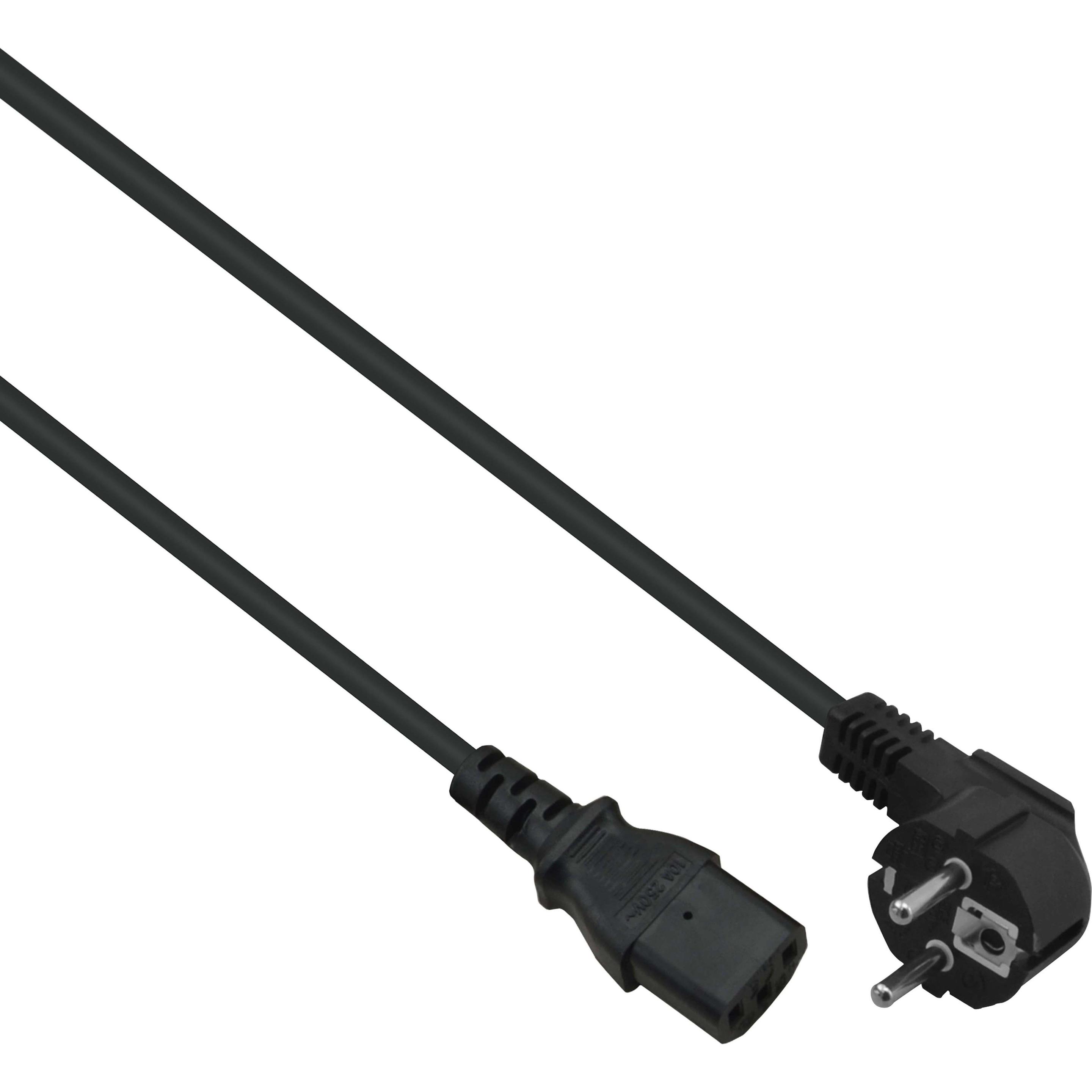 Helos Stromkabel CEE 7/7 gewinkelt bis IEC 60320 C13 gerade (1.80 m), Stromkabel