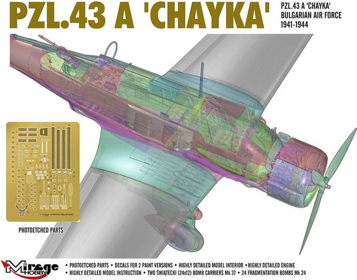 Actual product image Mirage Hobby PZL.43 A 'CHAYKA' Bulgarian Air Force 1941-1944