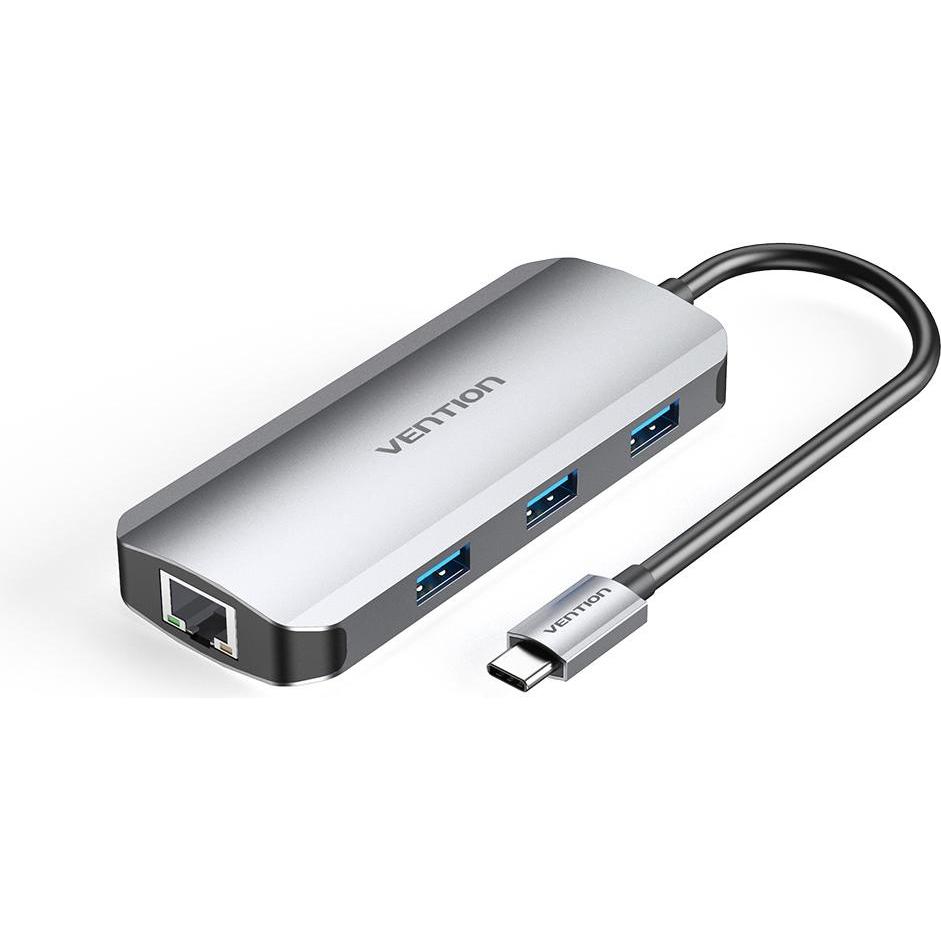 Vention Tohhb (USB-C, 4 Ports), Dockingstation + USB Hub, Silber