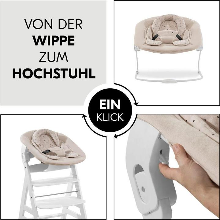 Produktbild Hauck Hochstühle Alpha Plus White Newborn Set Pooh Beige - 4-tlg. (Hochstuhl)
