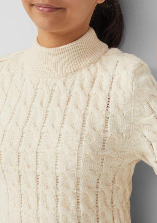 Produktbild s.Oliver Strickpullover Schmaler Strickpullover mit Zopfmuster und Stehkragen (170, 176)