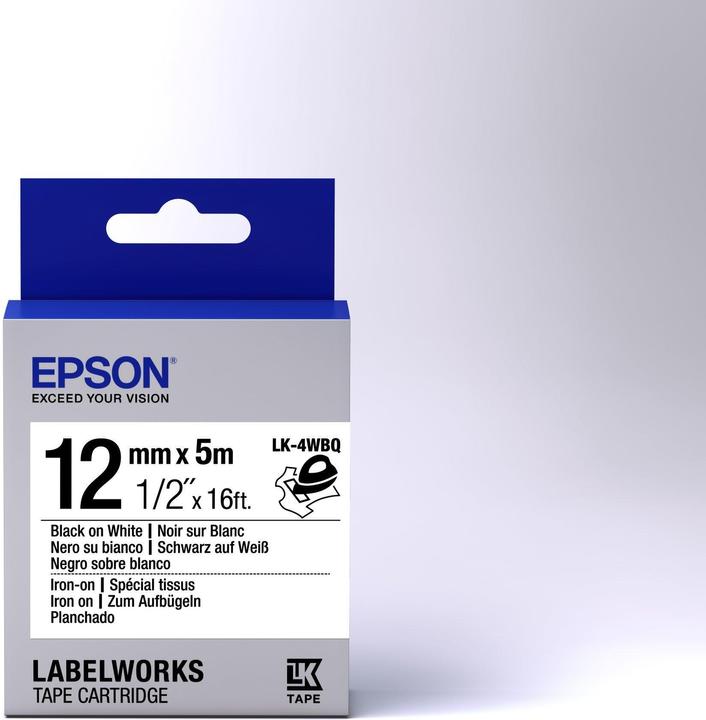 Energielabel Epson Labelcassette Lk-4wbq (1.20 cm, Zwart)