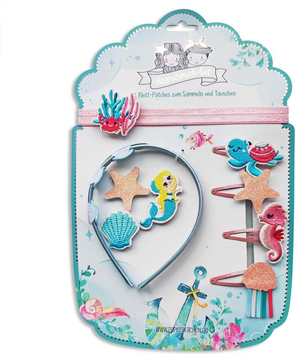 Immagine prodotto Papierdrachen Set di gioielli per capelli - Cerchietto con toppe - Sirena (Decorazioni)