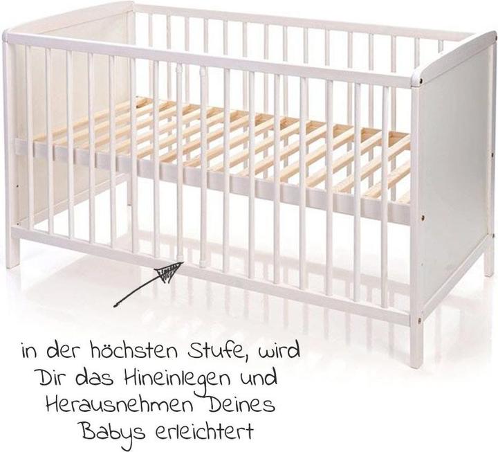 Produktbild jonka Gitterbetten Babybett-Komplett-Set Sina inkl. Bettwäsche, Himmel (60 x 120 cm)