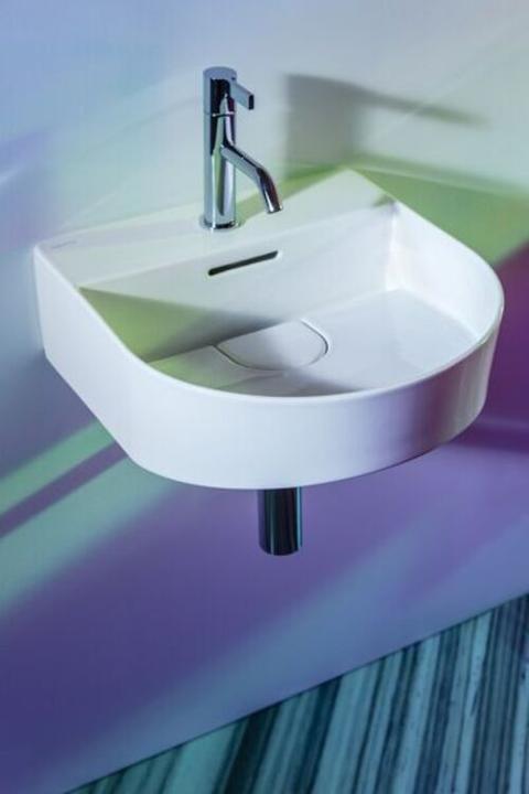 Produktbild Laufen Sonar Handwaschbecken, 1 Hahnloch, mit Überlauf, 410x420mm, inkl. Ventilabdeckung, weiss (410 mm, 420 mm)