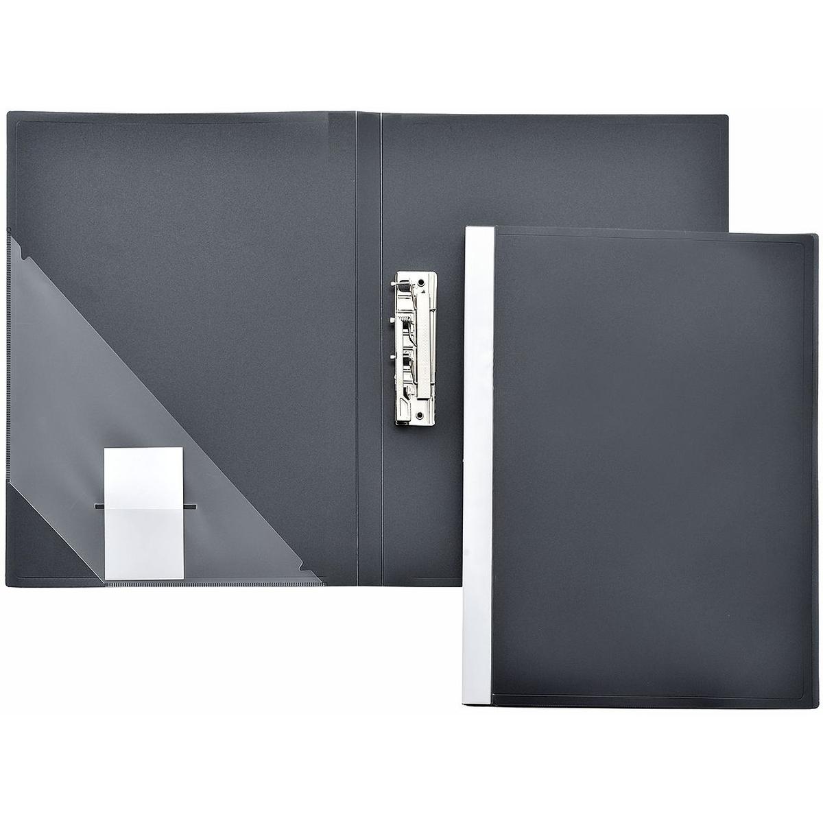 Foldersys, Mappe, Klemmhebelmappe A4 PP anthrazit transluzent (A4, 1 x)