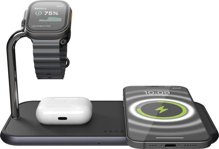 Image du produit Zens Dual+Watch Aluminium Chargeur magnétique sans fil noir (20 W)