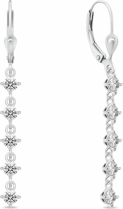 Actual product image Brilio Silver Charming Dangling Earrings With Clear Zircons Ea1008w (Silver)