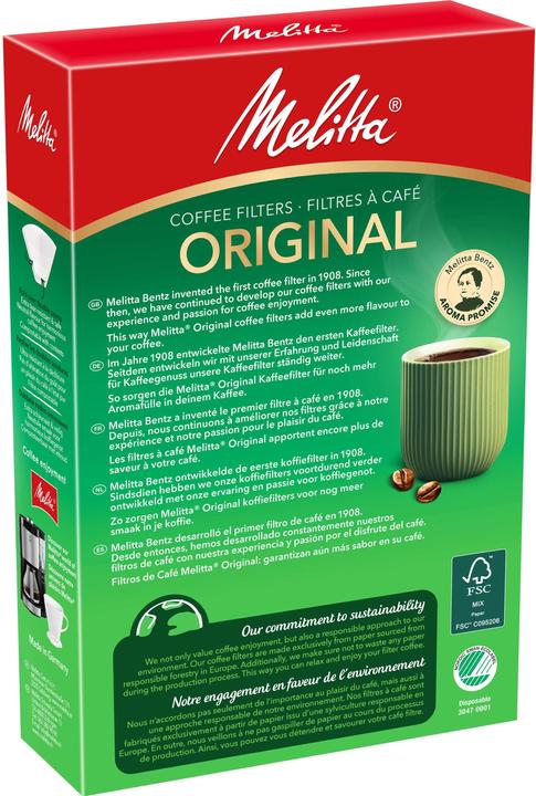 Produktbild Melitta Original 1x4, Basket, Disposable coffee filter, Paper, 80 pc(s)
