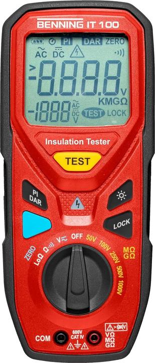 Immagine prodotto Benning IT 100 Tester di isolamento 50 V, 100 V, 250 V, 500 V, 1000 V 20 G? (CAT IV 600V)