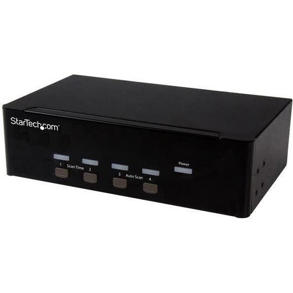 StarTech 4 Port KVM Switch mit Dual-VGA und 4-fach USB Hub - USB 2.0, KVM Switch, Schwarz