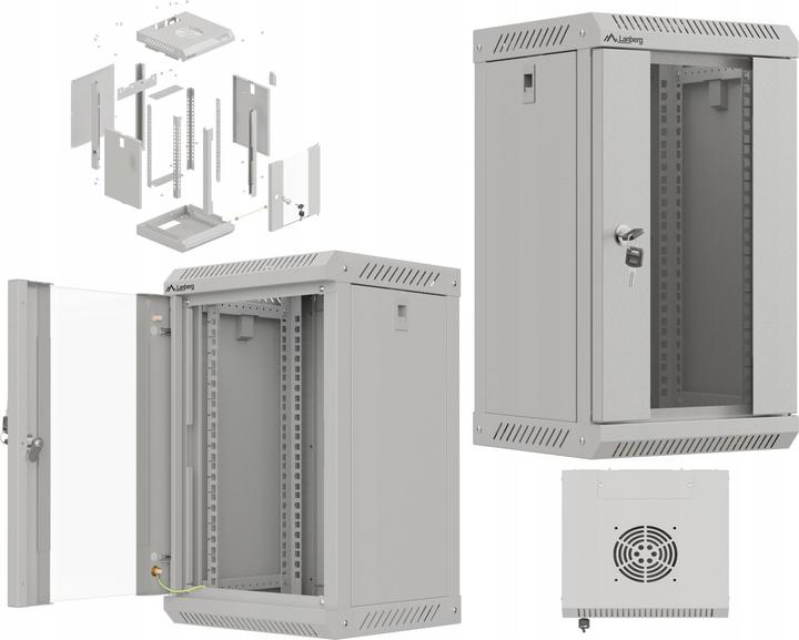 Produktbild Lanberg Szafa Instalacyjna Rack Wisząca 10 9u 300x300 Szara Drzwi Przeszklone (Flat Pack) (9 HE, 10 Zoll Rack)