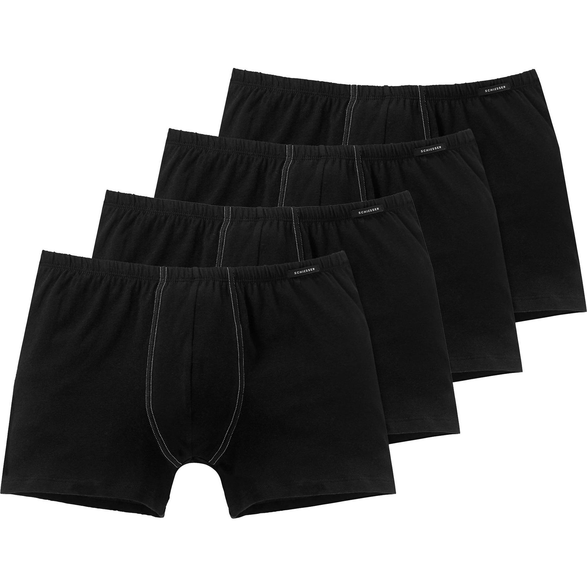 Schiesser, Herren, Unterhosen, Boxershort Casual Bequem sitzend, Schwarz, (L, 4er Pack)