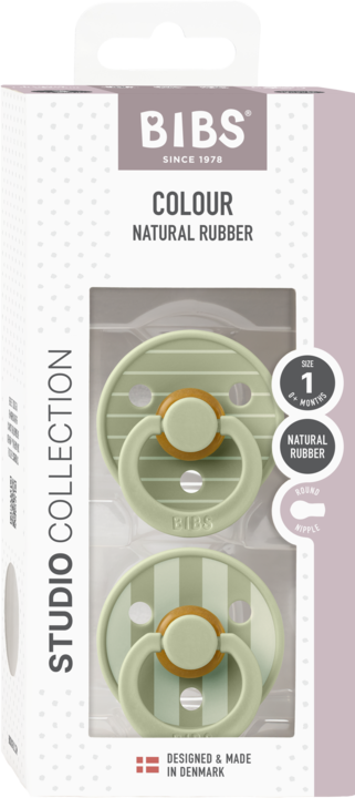 Actual product image Bibs Studio Nuggi Colour 2 PACK Latex Round 0-6m Pin Sage Mix (2 x, up to 6 M.)