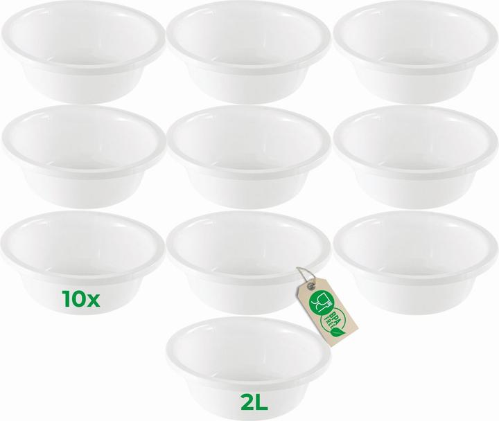 Produktbild Novaliv 10x Spülschüssel Rund 2L, D24 cm, Weiss, BPA-frei Spülmaschinenfest Ideal für Küche und Campi
