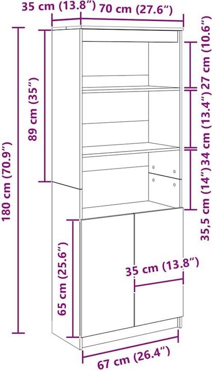 Image du produit vidaXL Highboard (70 x 35 x 180 cm)