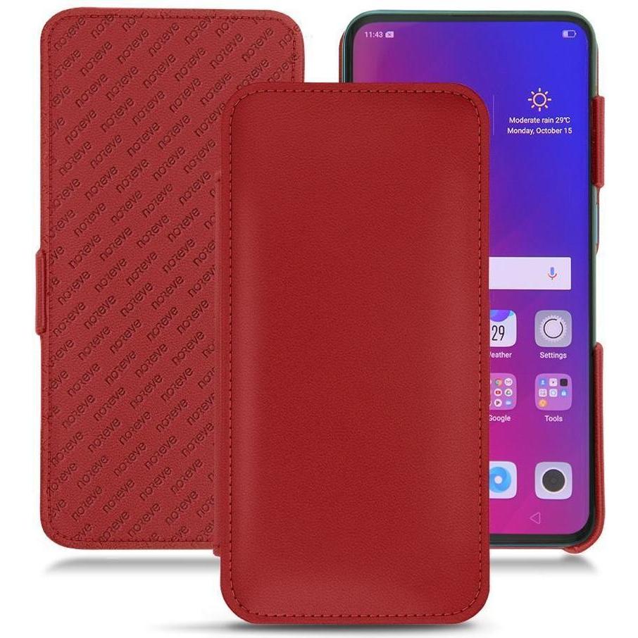 Noreve Lederschutzhülle horizontal (Oppo Find X), Smartphone Hülle, Rot