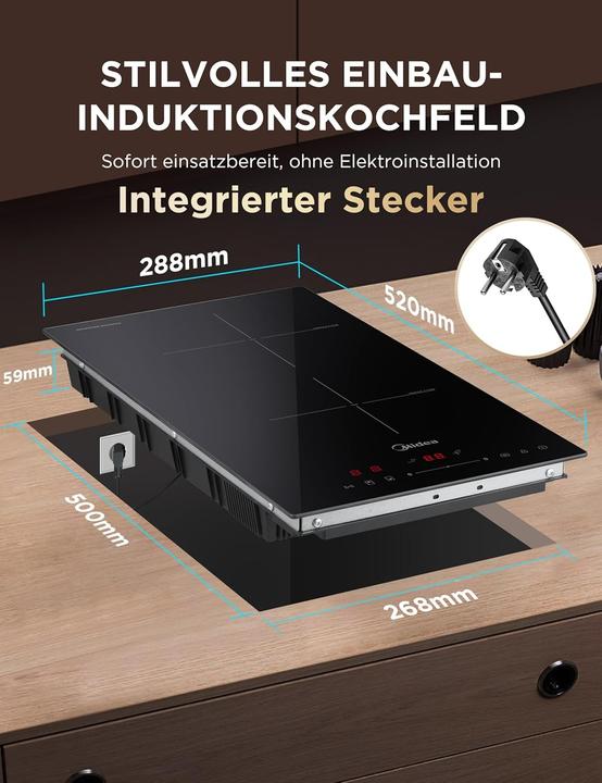 Produktbild Midea Piano a Induzione con Controllo Touch (28.80 cm, Glaskeramik Kochfeld, Induktionskochfeld)