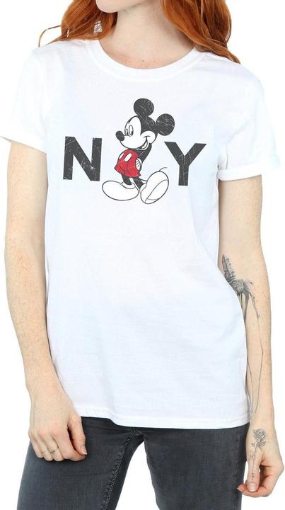Actual product image Disney Womens/Ladies Mickey Mouse NY Cotton Boyfriend T-Shirt (M)