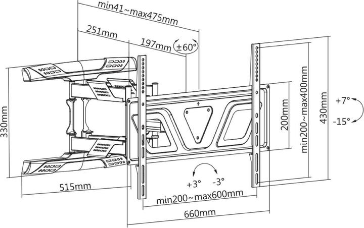 Produktbild Deltaco Ultra-Slim Low Profile Full-Motion Wall Mount (Wand, 80", 45 kg)