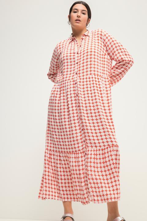 Produktbild Studio Untold Maxikleid, A-Line, Krawattenprint, Hemdkragen, Langarm (50, 52)