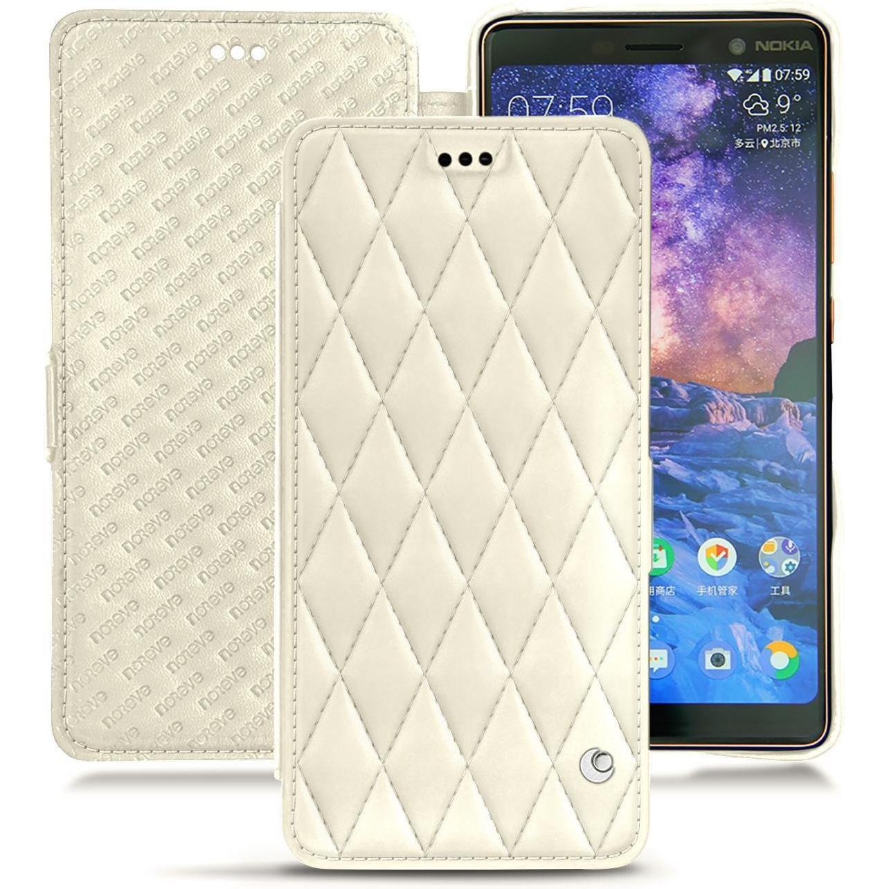 Noreve Lederschutzhülle horizontal (Apple iPhone 7 Plus), Smartphone Hülle, Weiss
