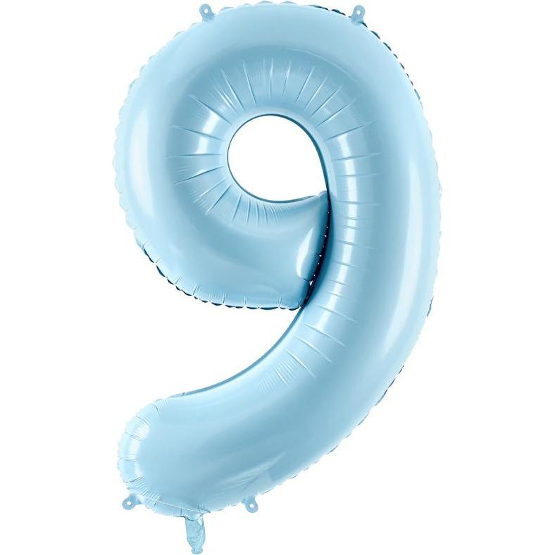 Partydeco Alu-Ball Ziffer "9" Hellblau