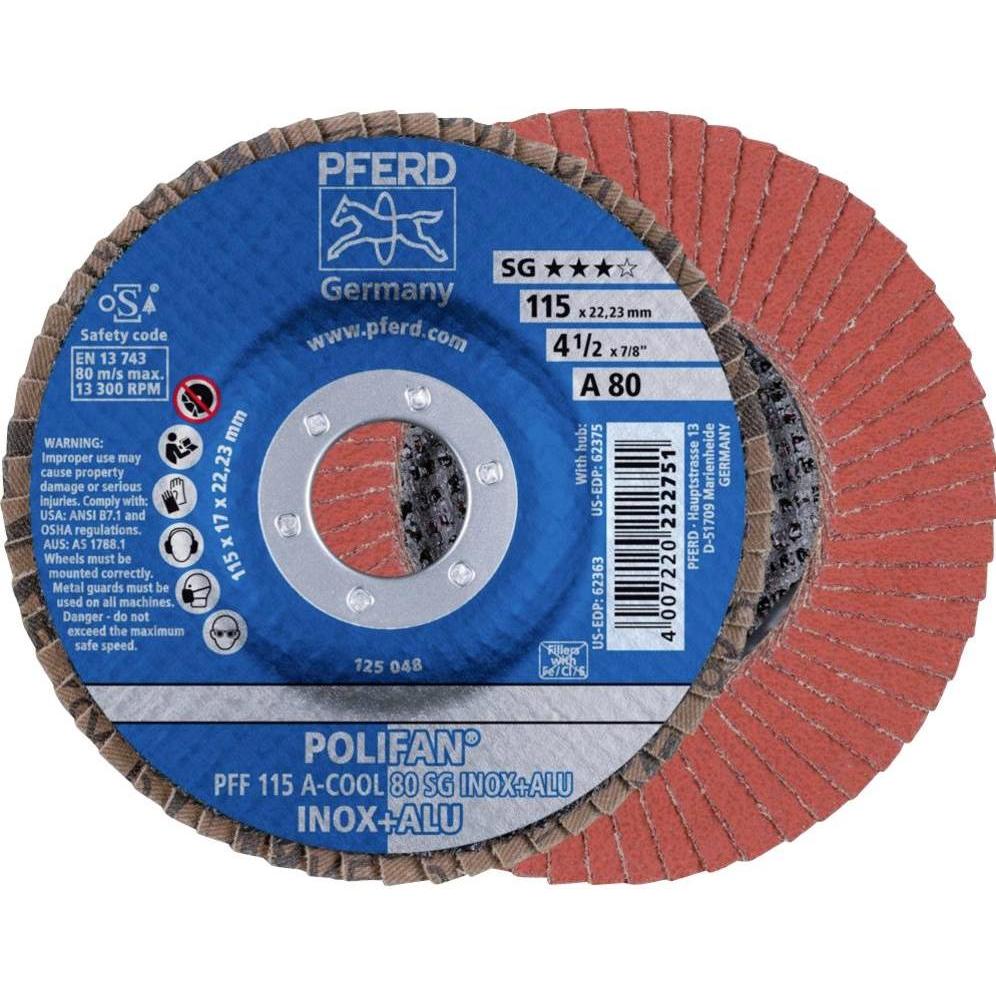Pferd, Schleifmittel, Fächerschleifscheibe POLIFAN PFF A-COOL SG INOX+ALU (80)