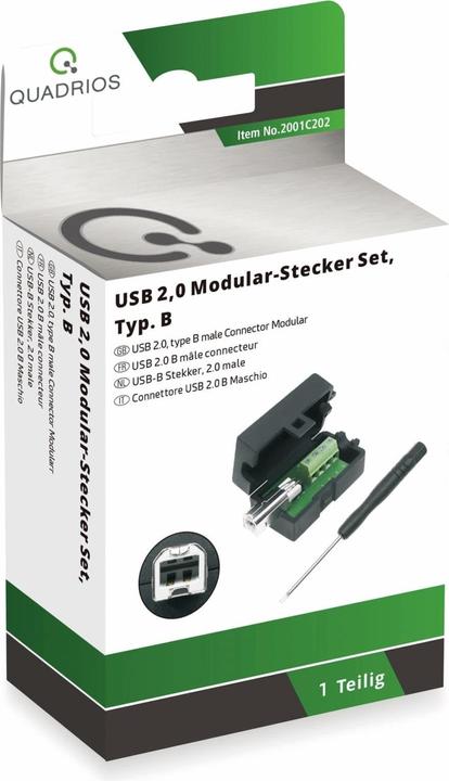 Produktbild Quadrios USB 2.0 Modular-Stecker Set, Typ B Stecker, gerade 2001C202 Inhalt: 1 St.