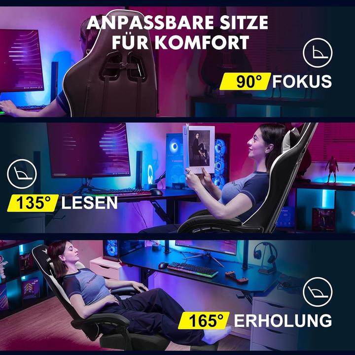 Actual product image Luckracer Ergonomic Gaming Chair with Adjustable Lumbar Support and Footrest
