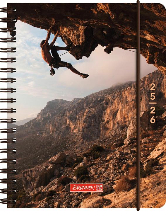 Produktbild BRUNNEN Schlerkalender (2025/2026) 'Cliffhanger', 2 Seiten = 1 Woche, A6, 208 Seiten, PP-Umschl (A6, Harter Einband, Englisch, Niederländisch)