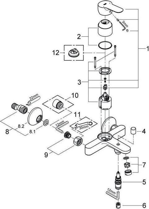 Actual product image Grohe Einhand-Wannenbatterie BAUEDGE
