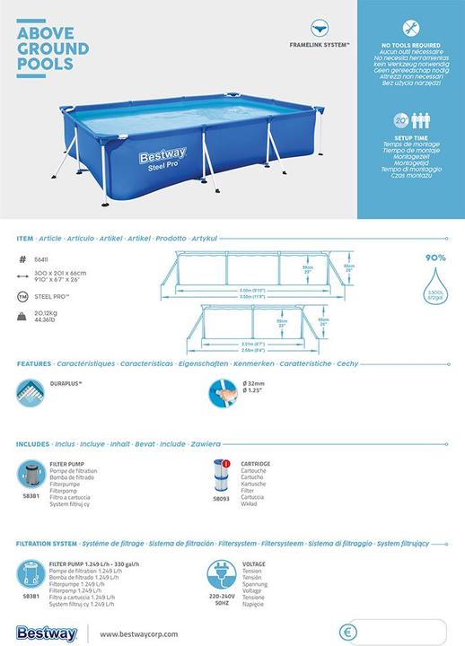 Produktbild Bestway Steel Pro (300 x 201 x 66 cm)