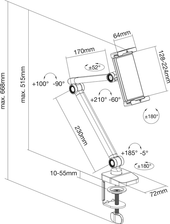 Actual product image InLine Tablet holder with table clamp