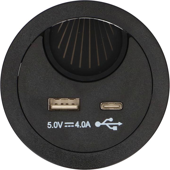 Actual product image Max Hauri Office Line cable feed-through with USB/A and USB/C charger