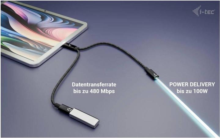 Produktbild i-tec USB-C Cable Splitter Audio/Data + Power Delivery 100W (0.30 m, USB 2.0, 100 W)