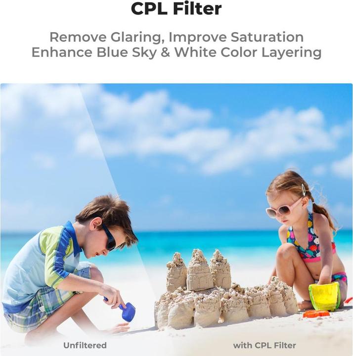 Actual product image K&F Concept 6pcs Filter Kit,UV+CPL+ND16/PL+ND32/PL+ND64/PL+ND256/PL, HD, Anti-Reflection Green Coating, Waterpro