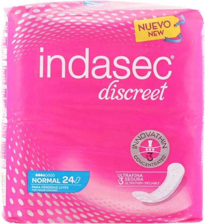 Actual product image Indasec Discreet Incontinence Pads Normal (24 x, Regular)
