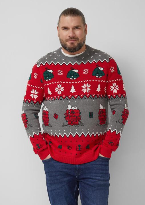 Produktbild s.Oliver Strickpullover Weihnachtspullover aus reiner Baumwolle mit Peanuts®-Motiv (4XL)