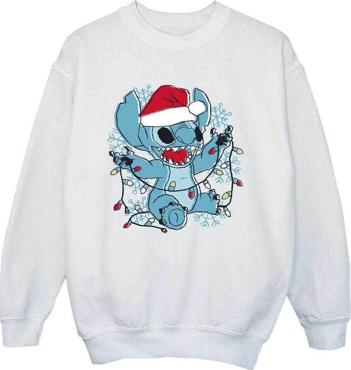 Disney Lilo And Stitch Christmas Lights Sketch Sweatshirt Jungen (128)