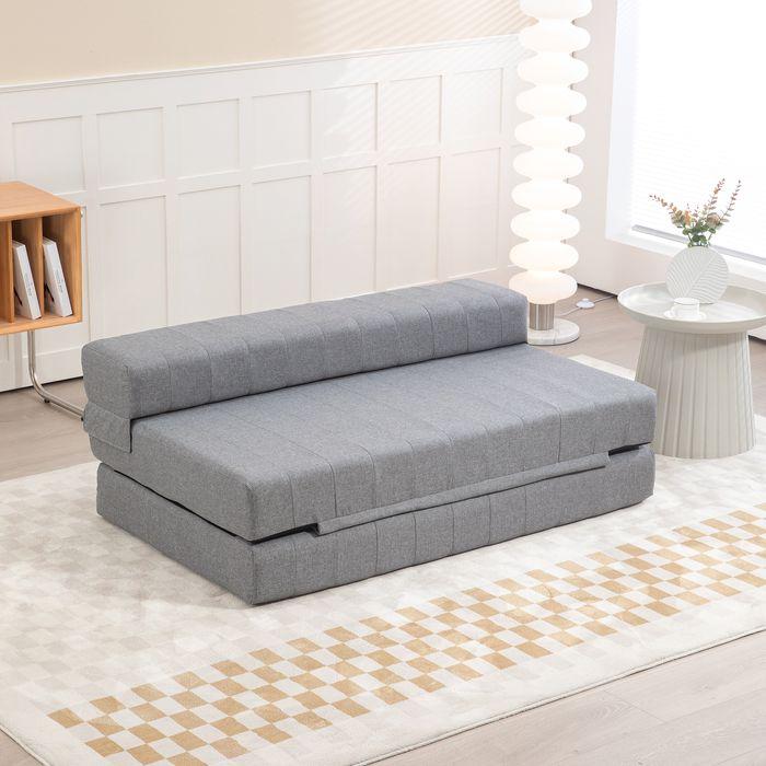 Produktbild Swisshandel24 Klappsessel mit Bettfunktion, Gästebett, faltbar, bis 250 kg, 138x80x50 cm, Grau (2-Sitzer)