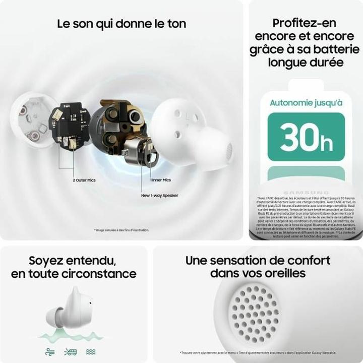 Actual product image Samsung Galaxy Buds FE (ANC, 3.50 h, Wireless)