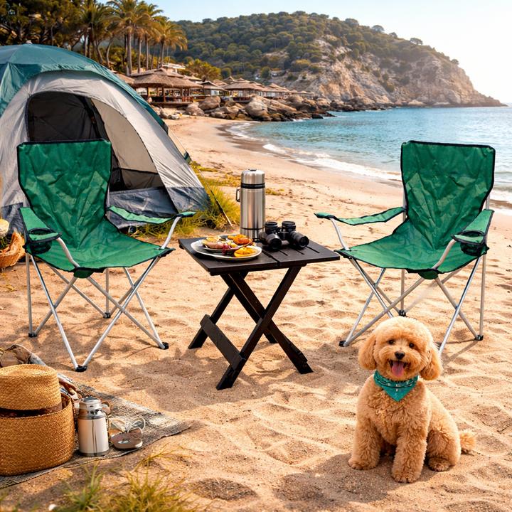 Actual product image Mojawo 3tlg Camping Set Campingmöbel Klapptisch Anglerstuhl Campingstuhl grün