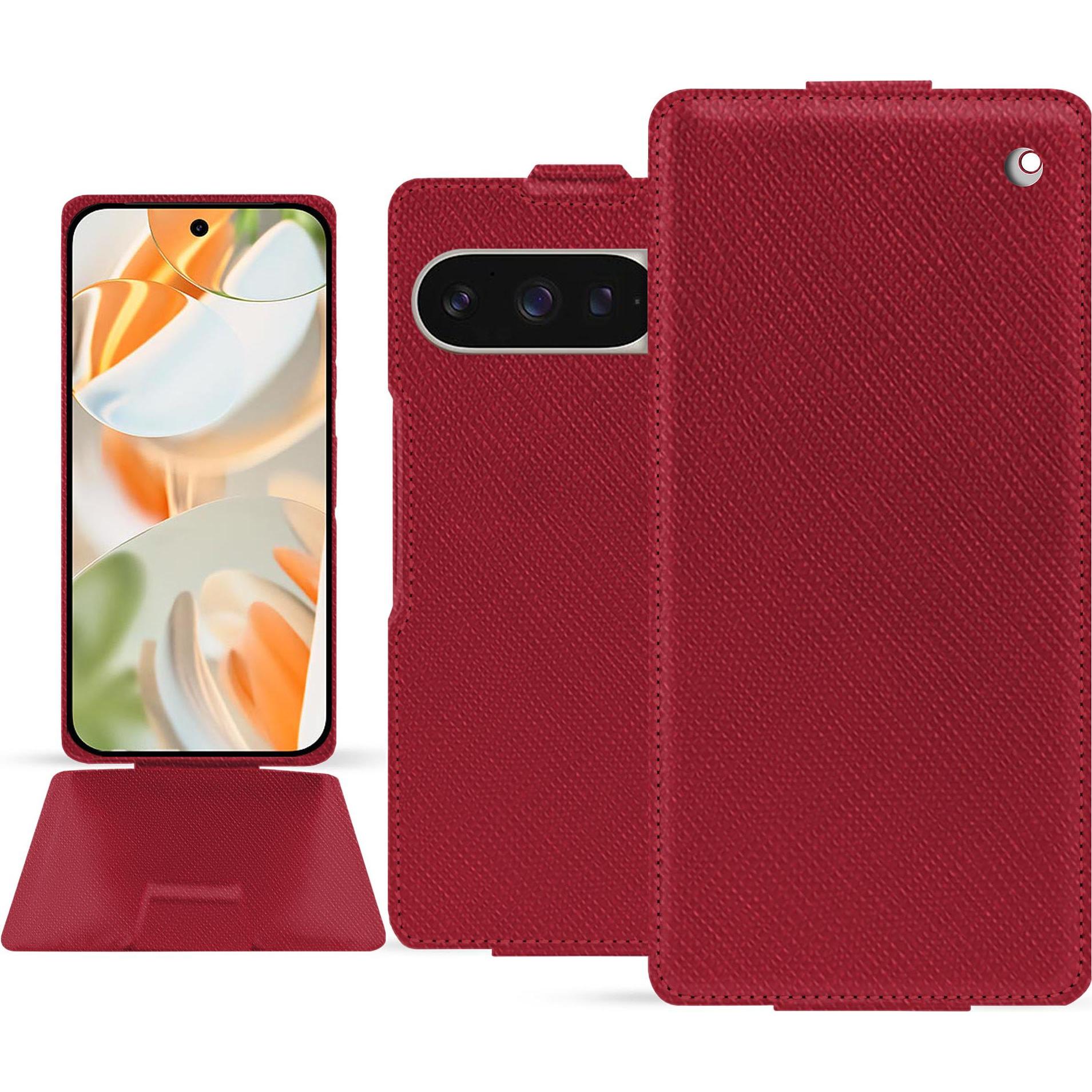 Noreve Lederschutzhülle vertikal (Google Pixel 9 Pro Fold), Smartphone Hülle, Rot