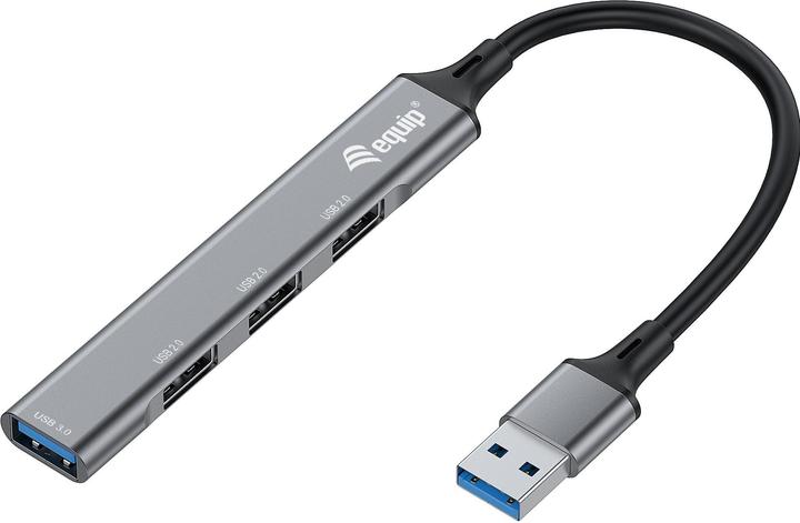 equip USB hub 4-Port 3.0 ->1x3.0,3x2.0 o.Charger grey (USB-A, 4 Ports)