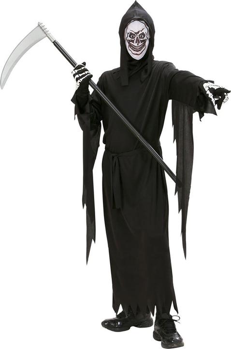 Widmann Grim reaper children's costume robe, belt, mask with hood (140)