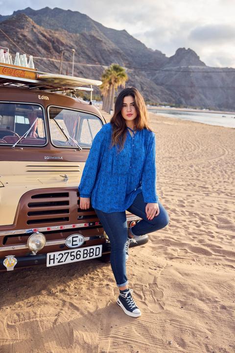 Actual product image Ulla Popken Wave Print Long Sleeve Blouse (60)