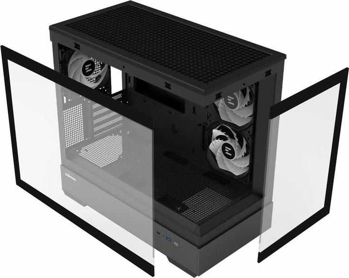 Productafbeelding Zalman GHE P30 V2 micro-ATX-behuizing Tempered Glass Panoramic View - Zwart (mATX, Mini-ITX)