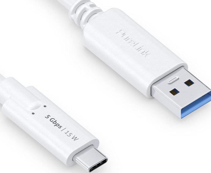 Productafbeelding Purelink USB 3.1 Kabel (Gen 1) USB C - USB A 2 m Wit (2 m, USB 3.1, 60 W)