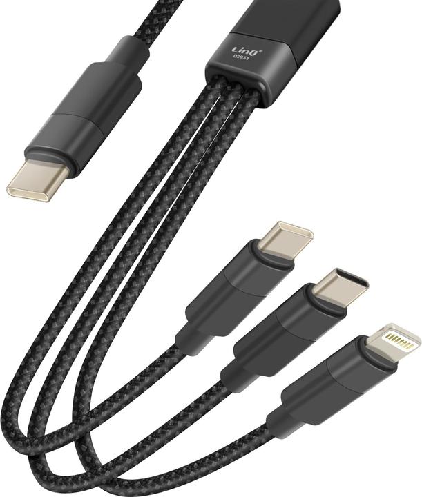 Image du produit LinQ Câble USB-C / 2x USB-C + Lightning (1.20 m, USB 3.2 Gen 1)